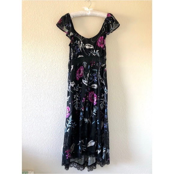 Express Lace Cutout High-Low Floral Dress Size Small Whimsigoth Dark Fairy Sheer - Picture 4 of 10